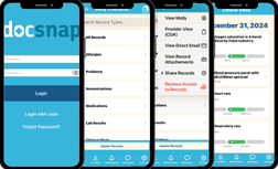 Phone screens of Docsnap app