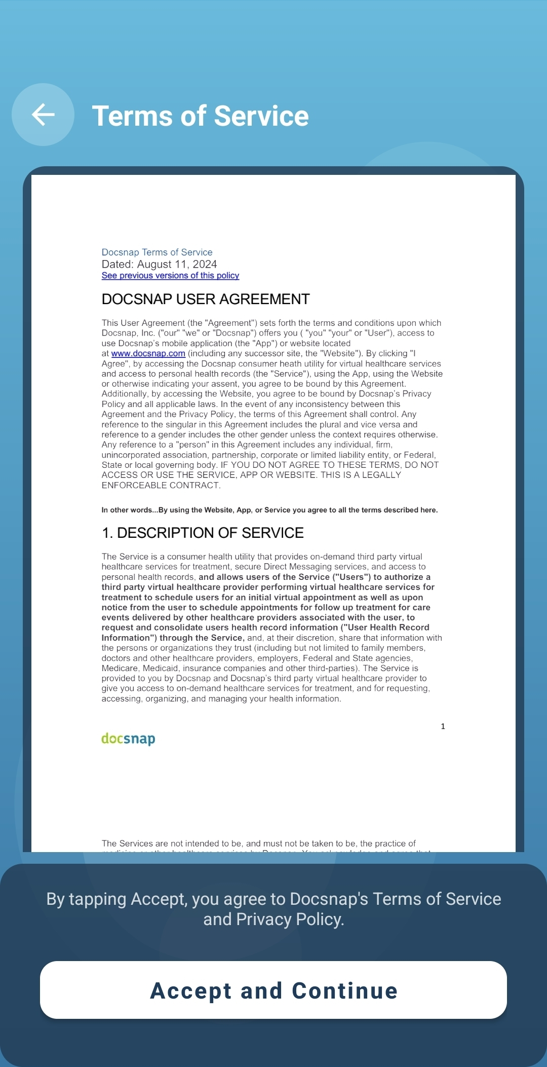 Accept the Terms of Service