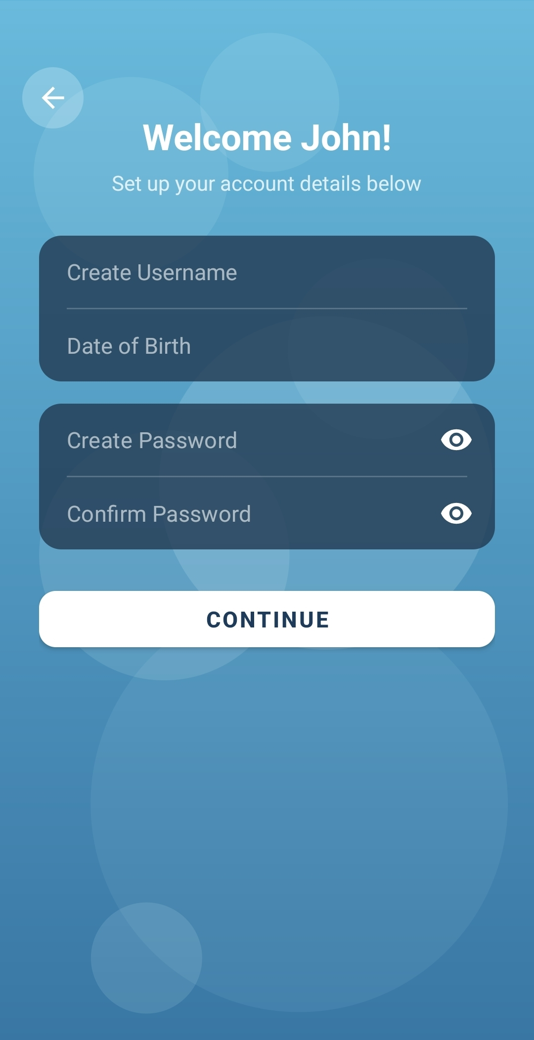 Create your username and password